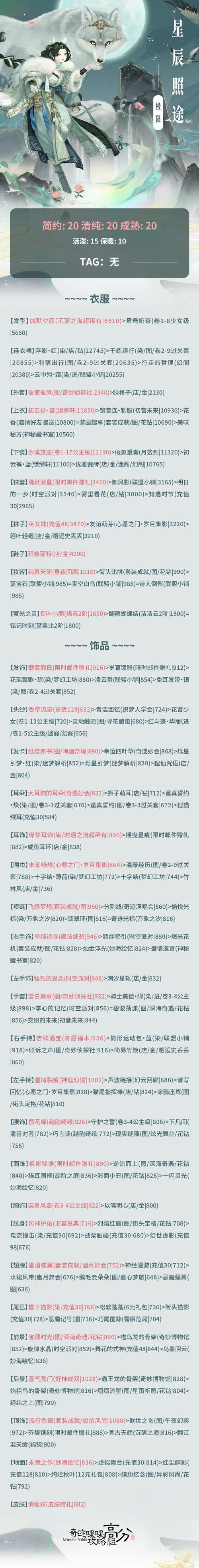 奇迹暖暖星宫领域观星之夜平民高分搭配攻略：S级搭配技巧全解析