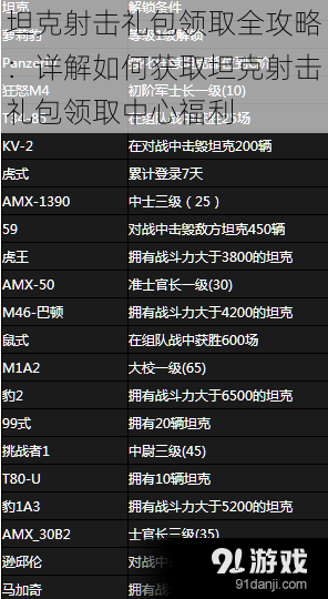 坦克射击礼包领取全攻略：详解如何获取坦克射击礼包领取中心福利