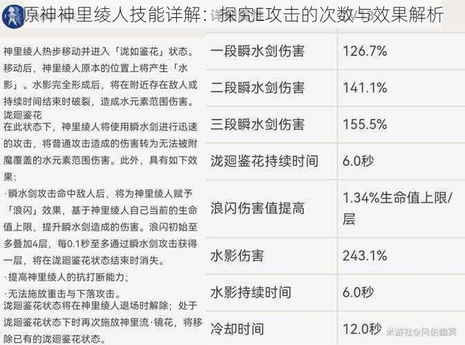 原神神里绫人技能详解：探究E攻击的次数与效果解析