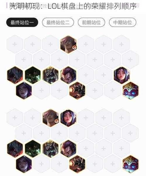 光明初现：LOL棋盘上的荣耀排列顺序