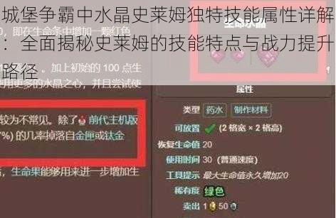 城堡争霸中水晶史莱姆独特技能属性详解：全面揭秘史莱姆的技能特点与战力提升路径